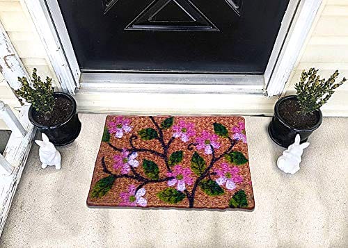 Mats Avenue Flower and Leaf Print Coir & Rubber Doormat (40x60cm) - Set of 5