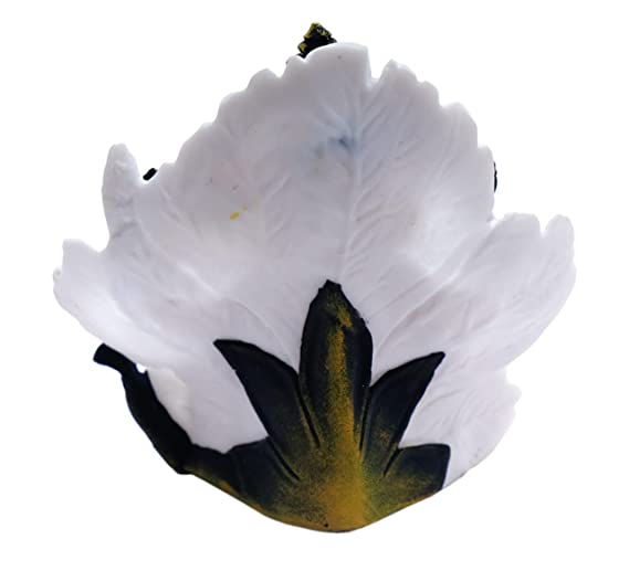 Naturals Export Ceramic Lord Ganesh Sitting On Leaf Statue (White)