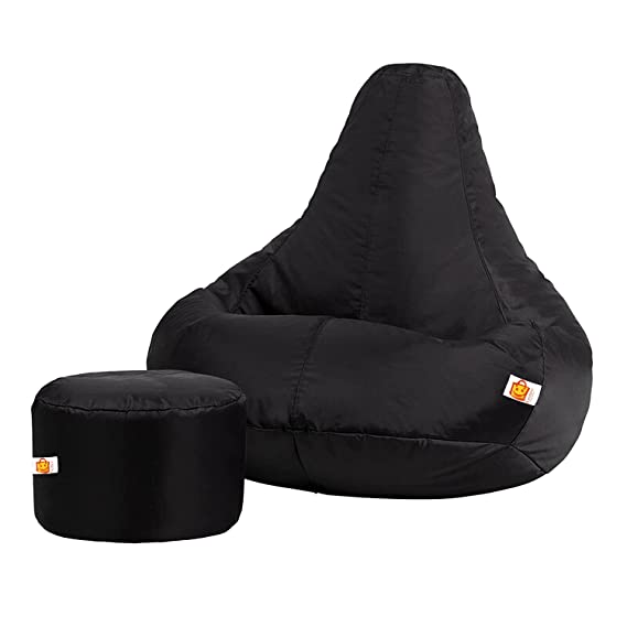 Kushuvi Bean Bag Filled With Beans & Stool (Faux Leather)