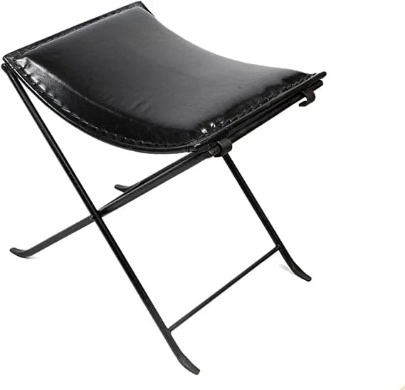 Naturals Export Handmade Leather Butterfly Folding Chair with Powder Coated (Dark Brown) - 17x19x18 Inches
