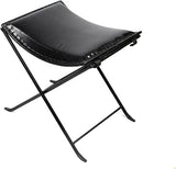 Naturals Export Handmade Leather Butterfly Folding Chair with Powder Coated (Dark Brown) - 17x19x18 Inches