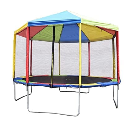 Fitness Guru Trampoline for Kids with Safety Enclosure Net, Canopy and Ladder (12Ft)