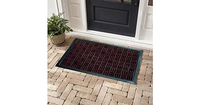 Mats Avenue PP Rubber Backed Geometric Pattern Brown Door Mat (40x60cm) - Set of 2