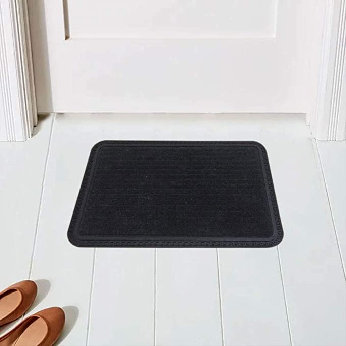 Mats Avenue PP Rubber Solid Pattern Black Doormat (40x60cm)