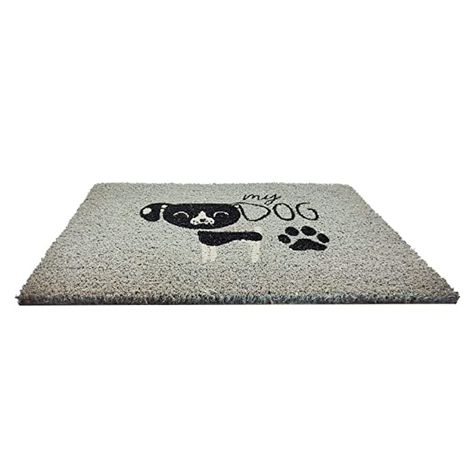 Mats Avenue Dog Theme Coir Doormat (40x60cm) Black and White