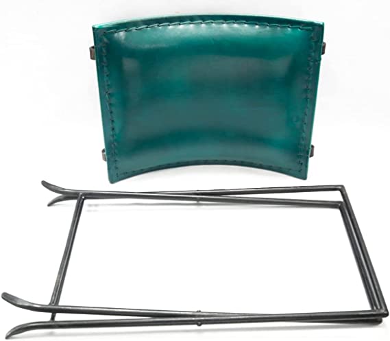 Orbit Art Gallery Handmade Butterfly Green Leather Chair cum Stool With Iron Frame (Powder Coated)