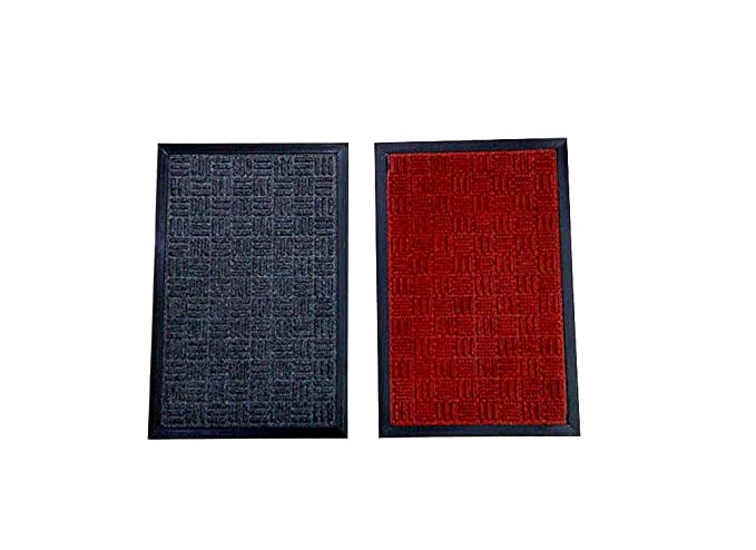 Mats Avenue Two Rubber and PP Heavy Duty Doormat (40x60 cm, Reddish Brown and Grey Color)