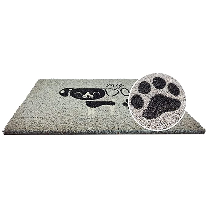 Mats Avenue Dog Theme Coir Doormat (40x60cm) Black and White