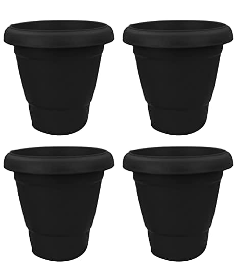 VGreen Plastic Planter Pots with Tray (Pack of 4)