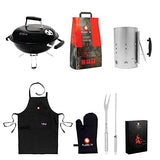 Flareon Luxe Combo- Skipper Coracle 2.0 Barbeque Grill(BBQ), Mid-Burn Fire Starer, Samurai Swords Skewers, Pitch Fork, 2kg Briquettes, Light'er up Lighter Cubes, Mitts and Apron