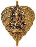 Naturals Export Aluminium Ganesha on Gold Plated Leaf Wall Hanging Décor (Pack of 1)