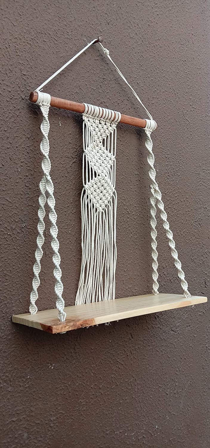 Wall Hanging Bohemian Shelf With Macrame