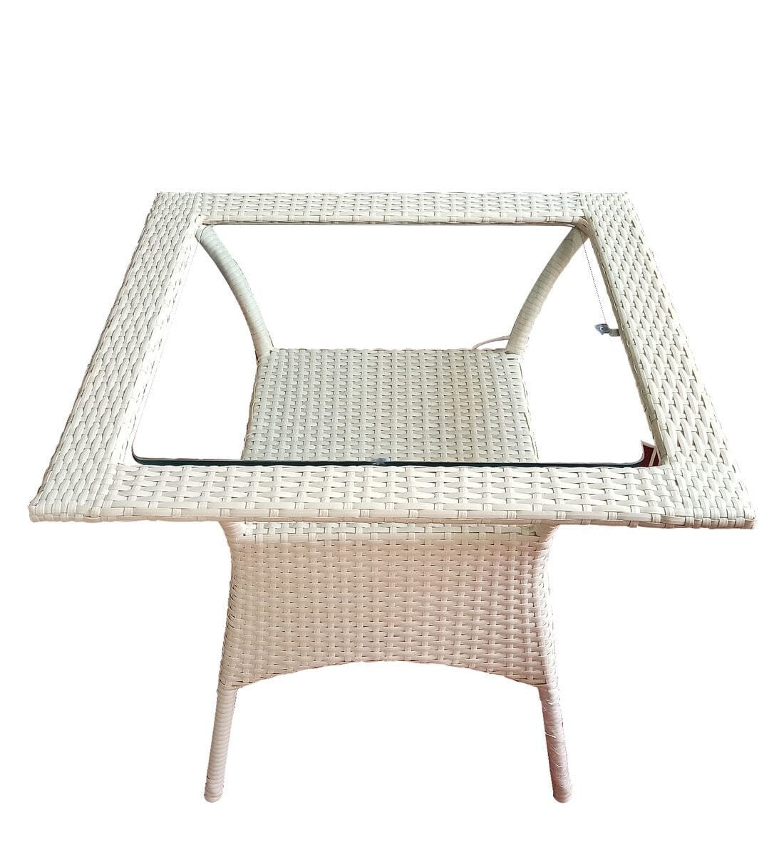 Dreamline Garden Patio Coffee Table Set (1+2), 2 Chairs And Small Square Table (Cream)