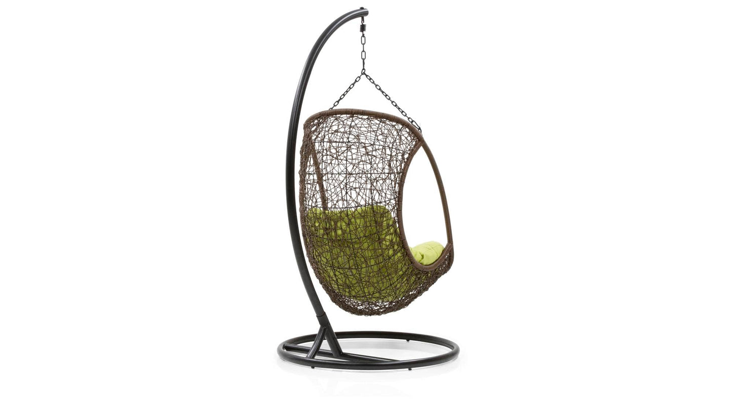 Dreamline Single Seater Hanging Swing With Stand For Balcony & Garden (Brown)