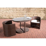 Dreamline Outdoor Garden/Balcony Patio Seating Set 1+2, 2 Chairs And Oval Shaped Table (Easy To Handle, Brown)