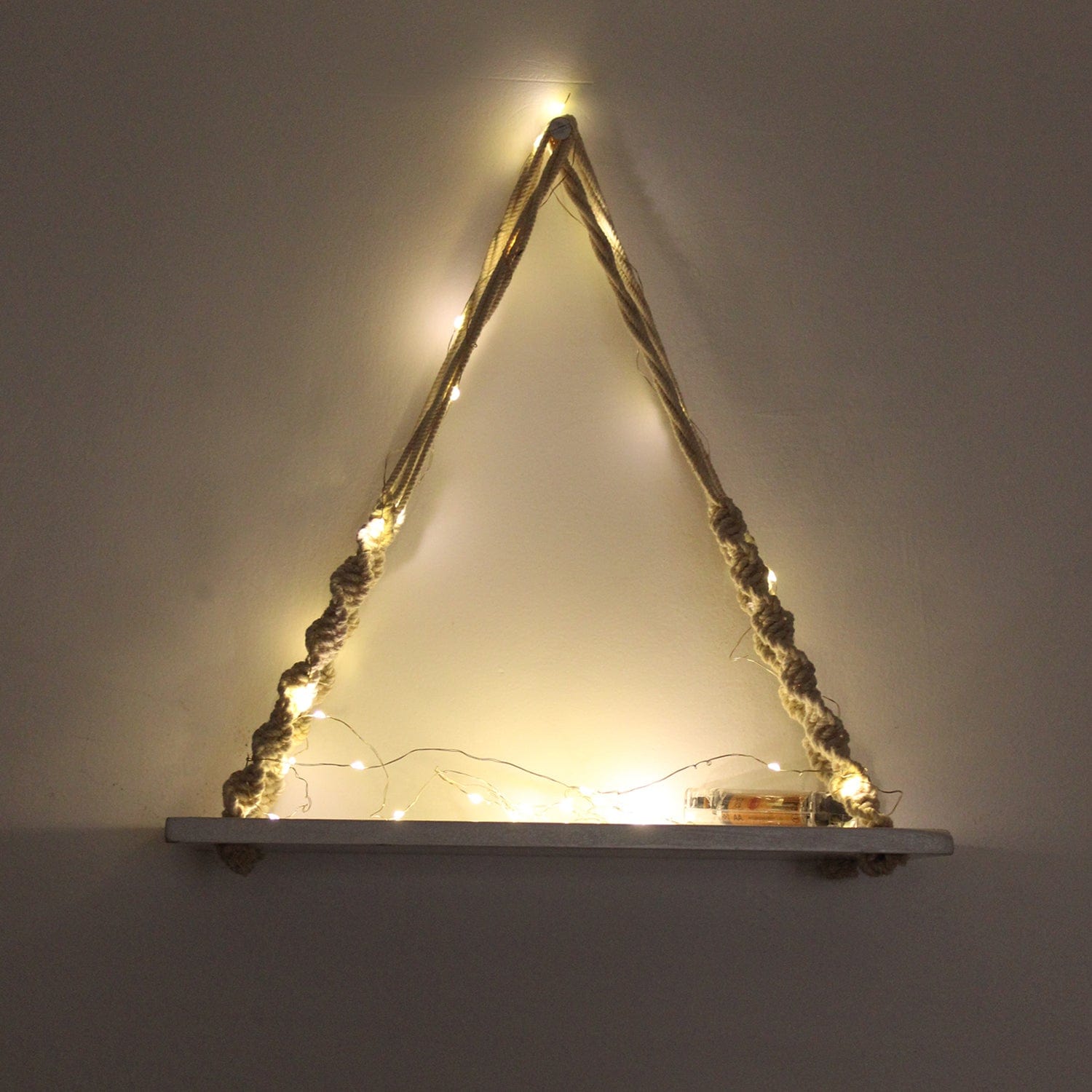 Wood Knotting Wall Hanging Shelf With LED Light