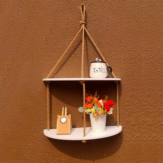 Half Oval White Wall Hanging Shelf