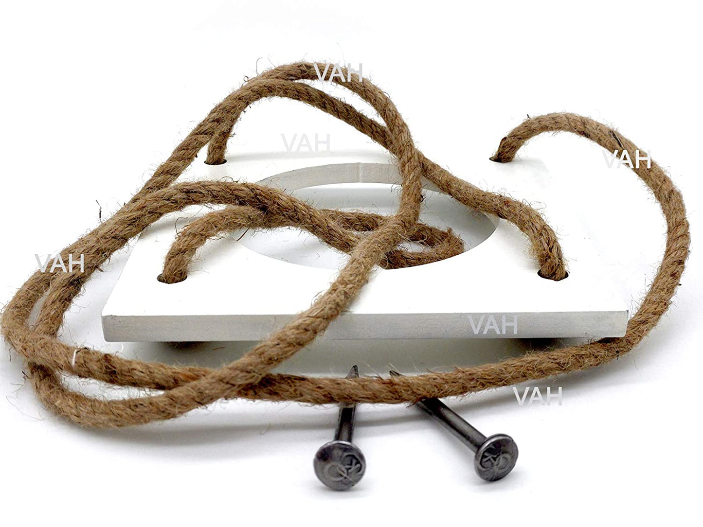 White Wooden Planter Shelf Hanger Rack with Rope For 1 Pot