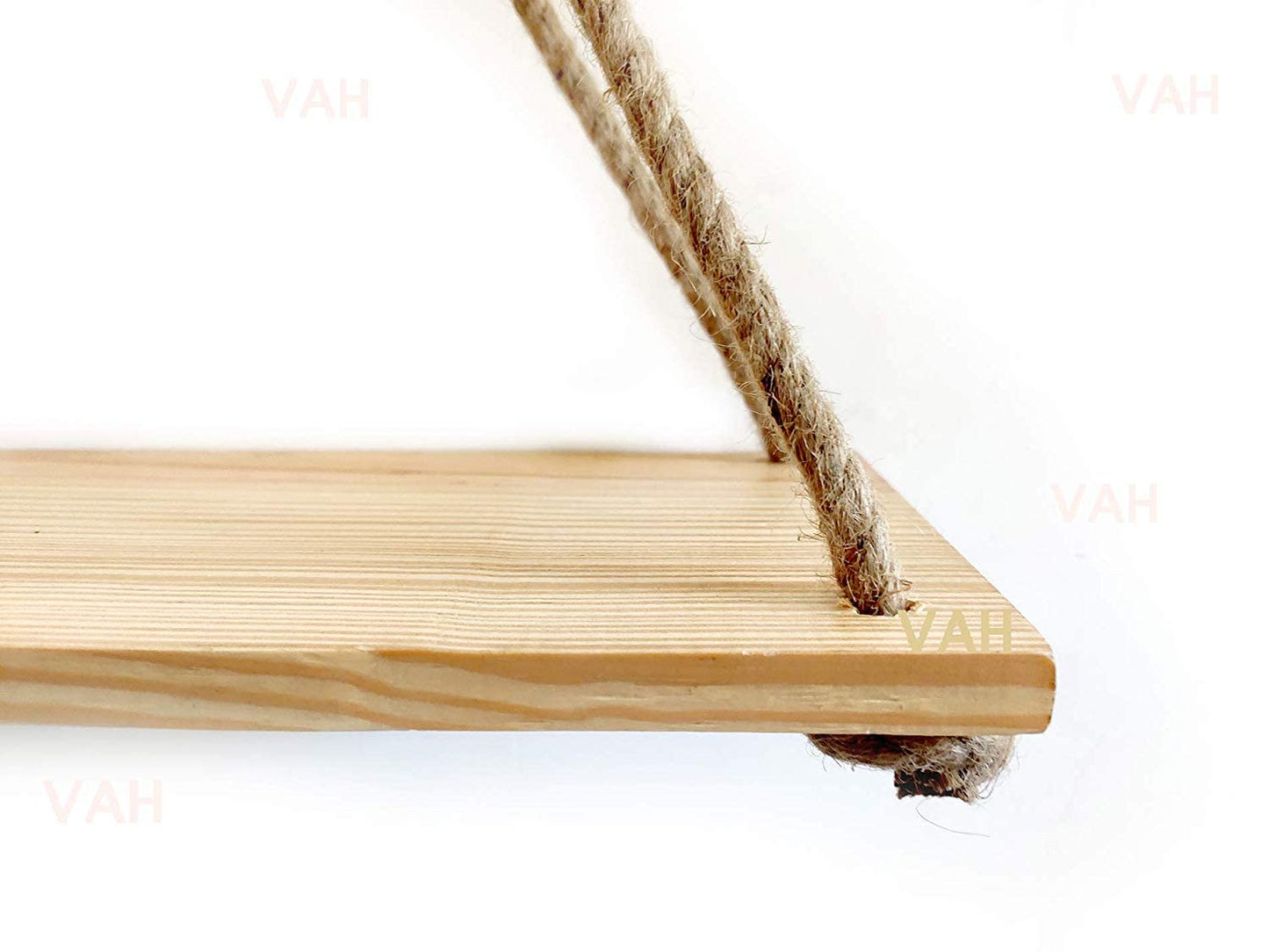 Tier-1 Real Pine Wood Floating Wall Mounting Shelves With Rope, Set of 3