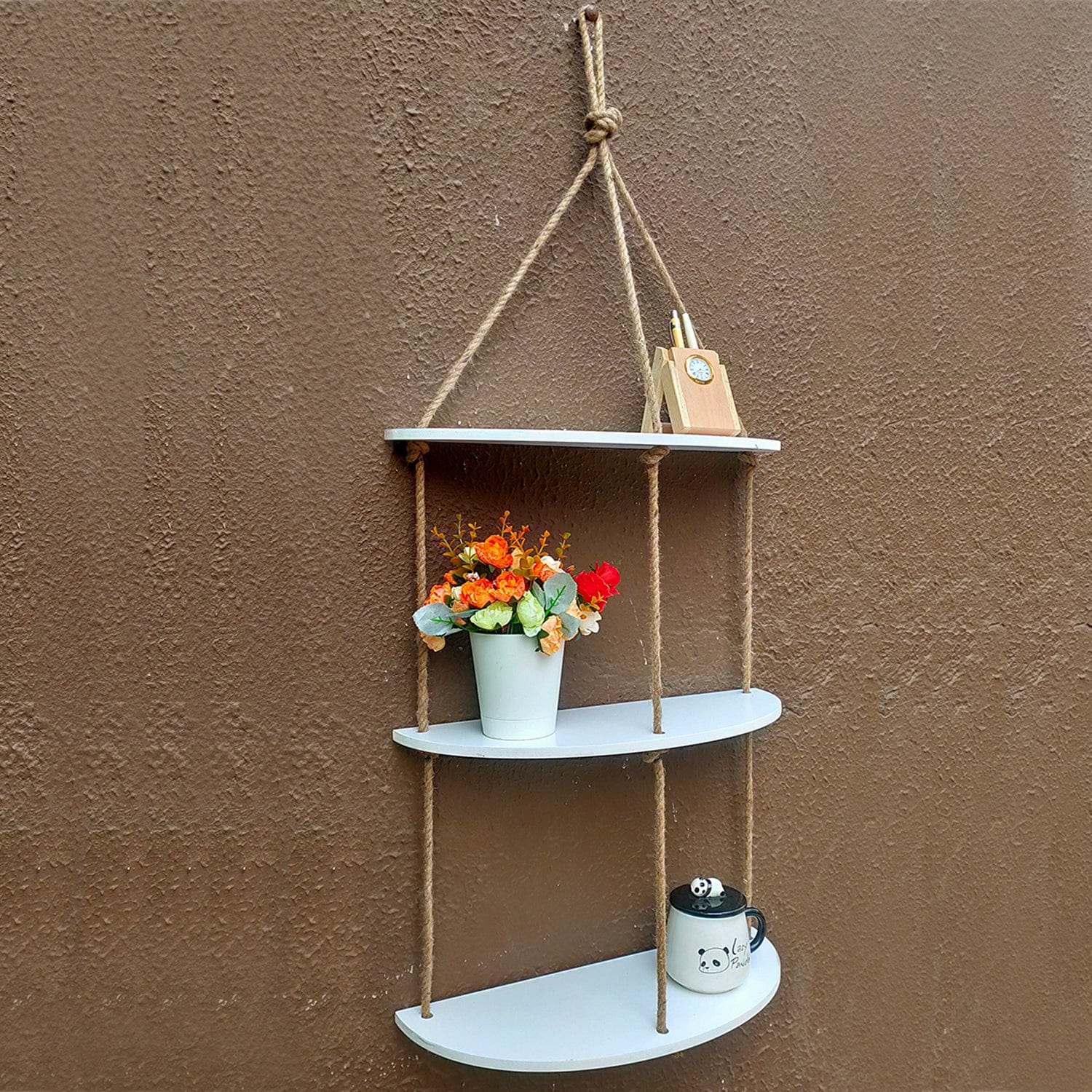 Half Oval White Wall Hanging Shelf