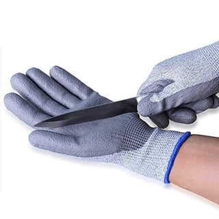 Rubber Coated Safety Hand Gloves (Level 5 Protection, Grey Colour)