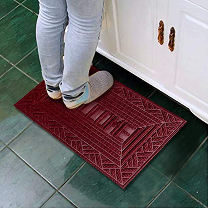 Mats Avenue PP Doormat Welcome Theme Maroon Doormat (40x60 cm) - Set of 2