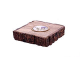 The Weaver's Nest Wooden Bark Handmade Tealight Square Shaped Candle Holder, Brown (10 X 10 X 2.5 cm)