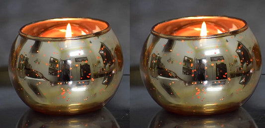 Om Craft Villa Round Votives Glass Tealight Candle Holders (Set of 2)