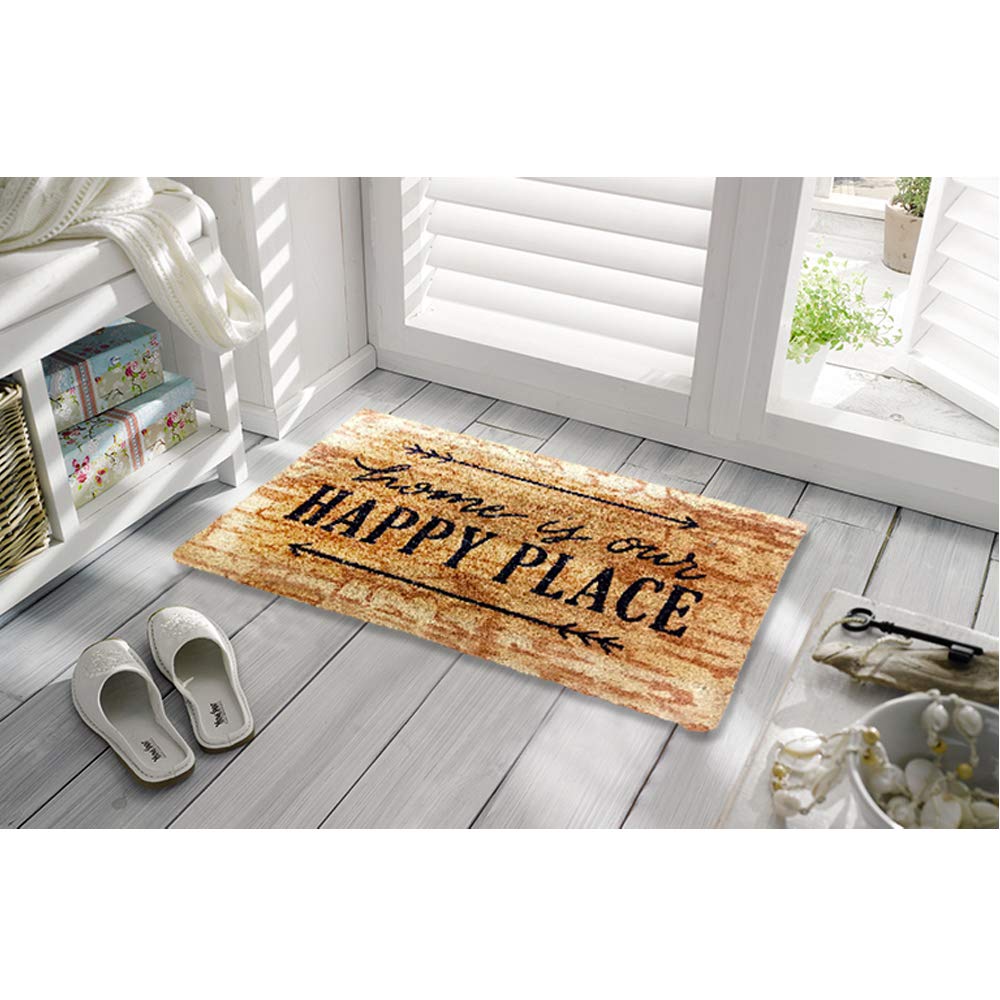 Mats Avenue Coir Door Mat Printed with Home Theme (45x75cm), Brown