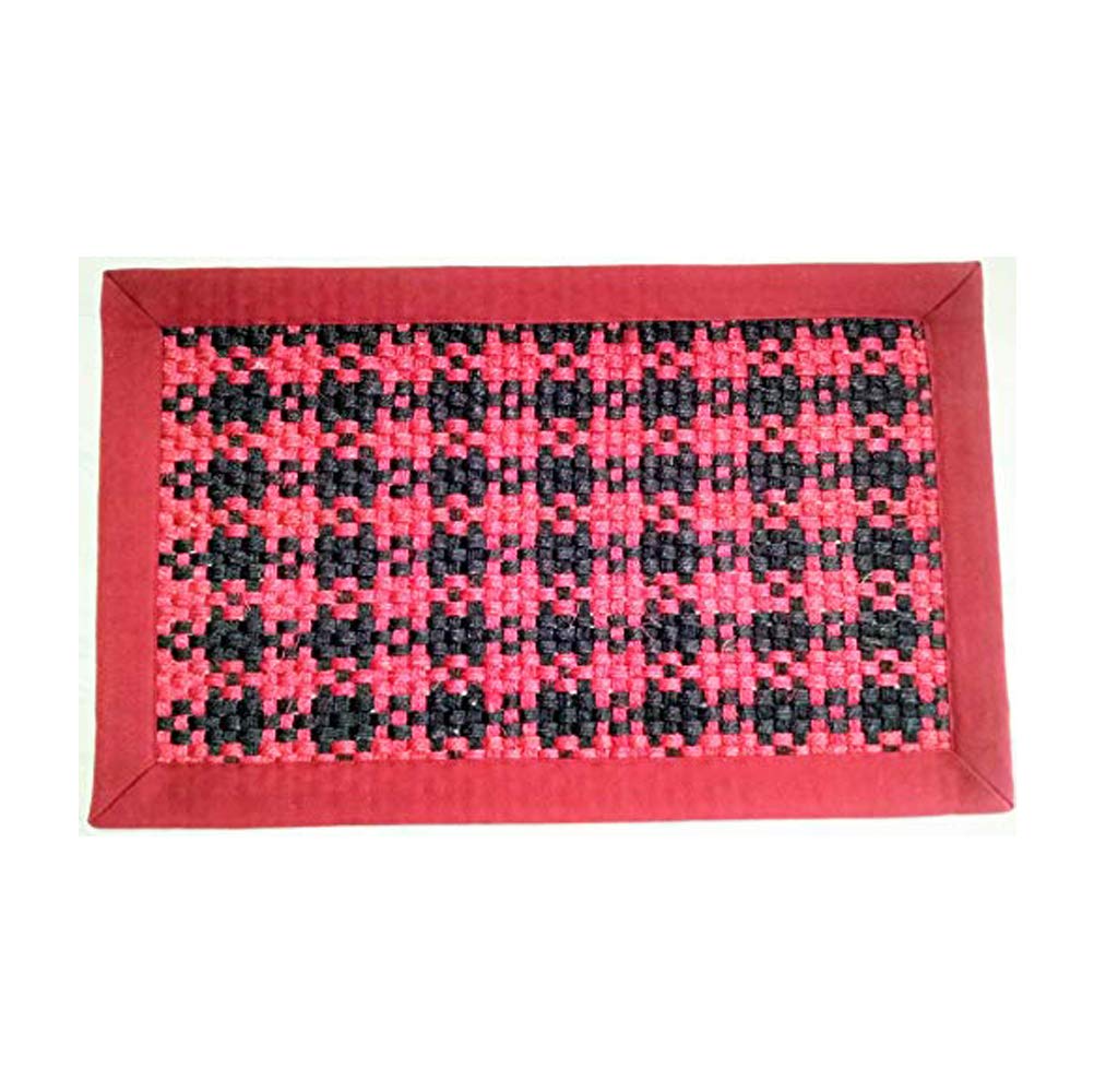 Mats Avenue Red and Black Color Anti Slippery Sisal Mat (45x75cm), Cotton Stitching