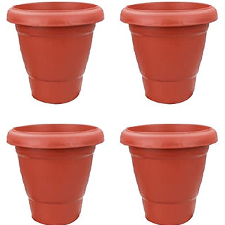 Plastic Planter Pots with Tray (Pack of 4)