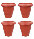 VGreen Plastic Planter Pots with Tray (Pack of 4)