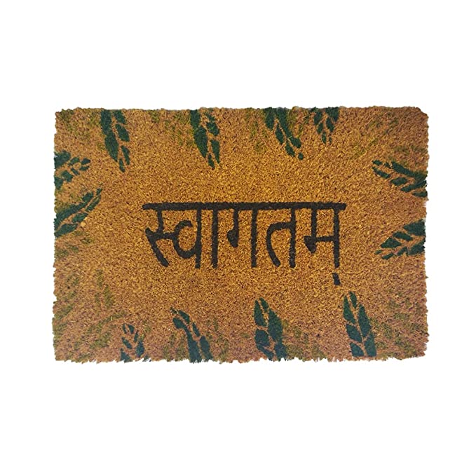 Mats Avenue SWAGATHAM Theme Multi Color Coir Doormat (31x46cm)