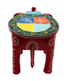 Orbit Art Gallery Elephant Shaped Printed Handcrafted Wooden Stool Cum Side Table (12 Inches)