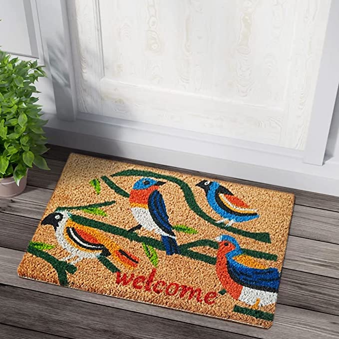 Mats Avenue Birdy Welcome Theme Natural Coir Door Mat (40X60 cm)