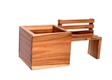 The Weaver's Nest Wooden Planter Pot with Bench and Decorative (25 X 12 X 12 cm)