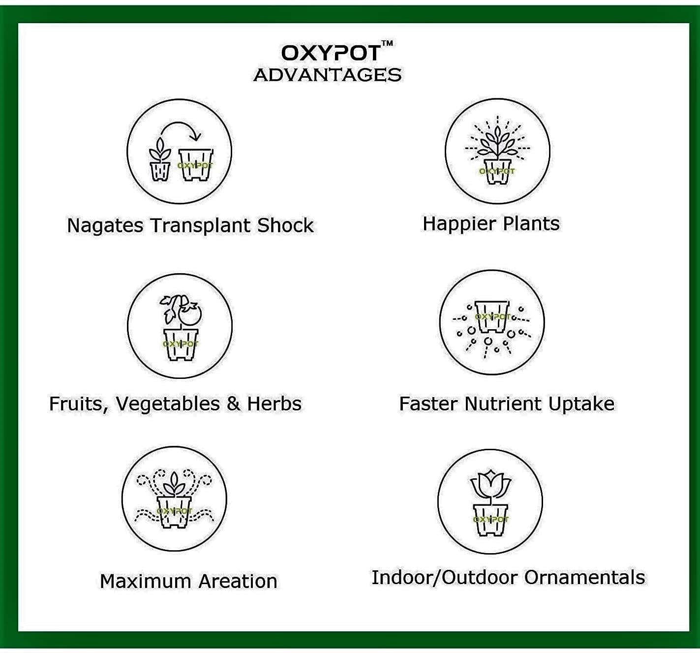 Oxypot Breathable Fabric Grow Bags, 12x12x10 Inches- Pack of 5