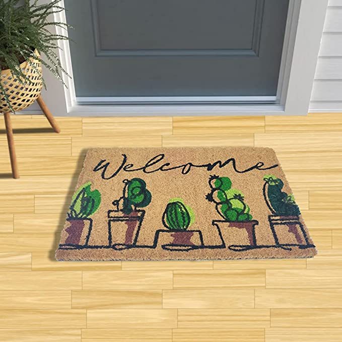 Mats Avenue Cactus Welcome Theme Multi Color Coir Doormat (40x60cm)