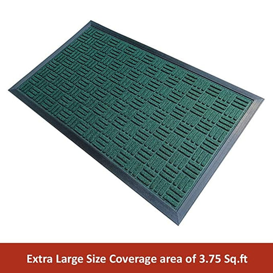 Mats Avenue Geometric Pattern PP Rubber Large Door and Floor Mat (45x75cm), Green