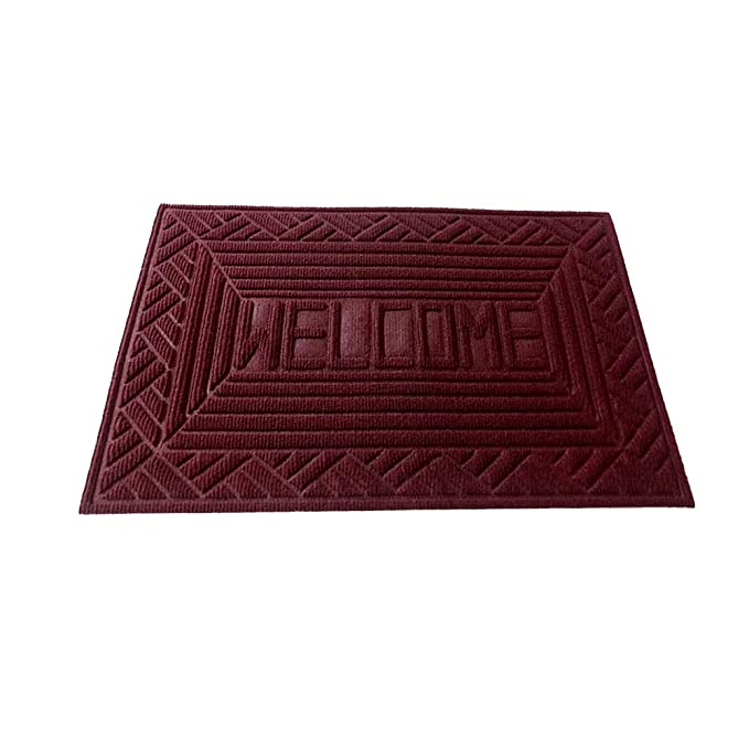 Mats Avenue PP Doormat Welcome Theme Maroon Doormat (40x60 cm) - Set of 2