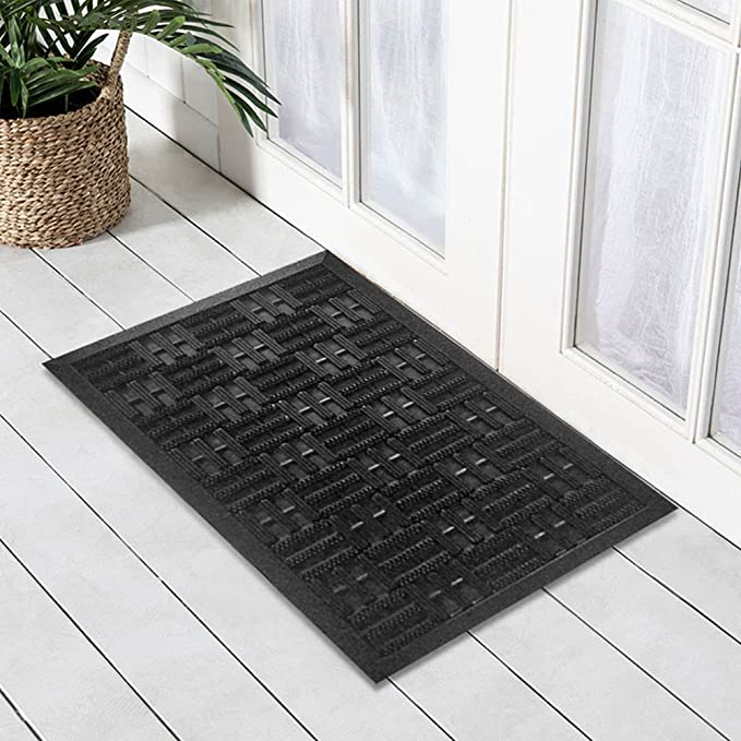 Mats Avenue Rubber Pin Dot Anti Slippery Doormat (40x60cm), Black