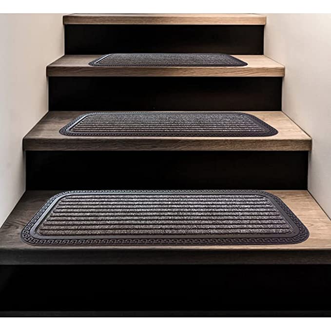 Mats Avenue PP & Rubber Backed Molded Pattern Step and Stair Mat (25x60cm) - Set of 4