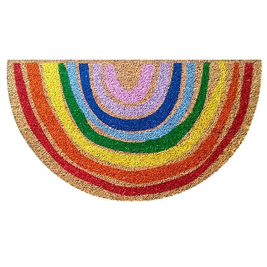 Mats Avenue Half Moon Bright Rainbow Theme Hand Painted Coir Door Mat (45x75 cm)