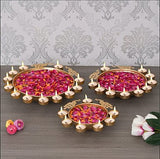 Orbit Art Gallery Peacock Design Urli Bowl, (10x12x14 inches) - Set of 3