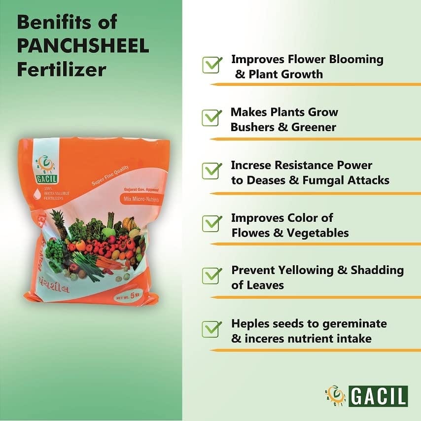 Panchsheel Multi Micronutrients Fertilizer (100% Water Soluble Plant Food) 5kg, White