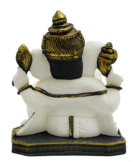 Naturals Export White Ceramic Lord Ganesh Statue