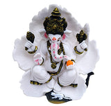 Naturals Export Ceramic Lord Ganesh Sitting On Leaf Statue (White)