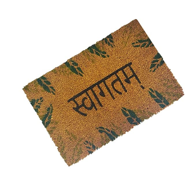 Mats Avenue SWAGATHAM Theme Multi Color Coir Doormat (31x46cm)