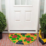 Mats Avenue Half Moon Floral Coir Door Mat (50x90 cm), Large