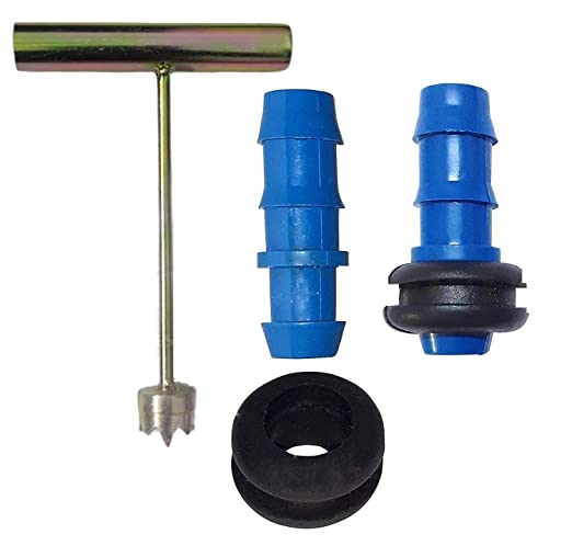DASHANTRI 16mm Drip Irrigations Rubber Grommet 50pcs, 16mm Takeoff 50pcs, 16mm Metal 1 Drill Bit Tool